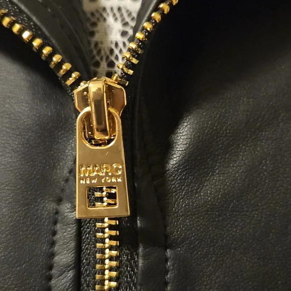 Marc New York Black Faux Leather Biker Jacket sz Small - Picture 6 of 13